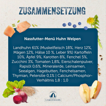 Welpenfutter Huhn – Premium Nassfutter für Welpen mit frischem Landhuhn, Gemüse & Kräutern